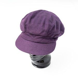 Handmade Upcycled Purple Wool Newsboy Baker Boy Paperboy Hat